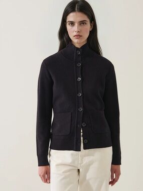 Patrick Assaraf Merino Wool Button-Front Milano Jacket Size Large Like New